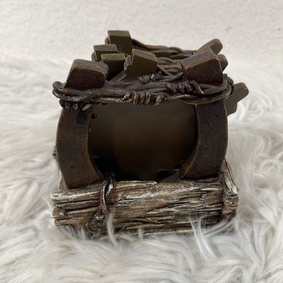 Horseshoe Coaster Set with Holder Collectible Wood Look - Picture 7 of 12